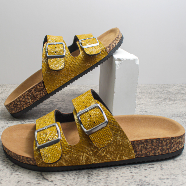 PU Surface Cork Sole Beach Slippers