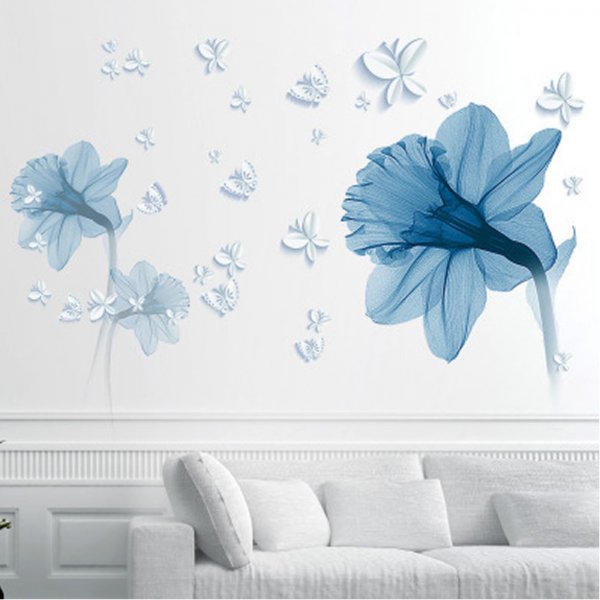 Nordic Blue Flower Background Ring Creating Decorative Wall Stickers