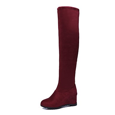 Women boots autumn and winter boots wedge heel round knee high boots in black