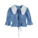 French Retro Doll Collar Shirt New Summer Female Puff Sleeve Design Niche Shirt Short Sleeve Top