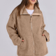 Casual Long Sleeve Oversized Warm Double Zipper Winter Teddy Jacket