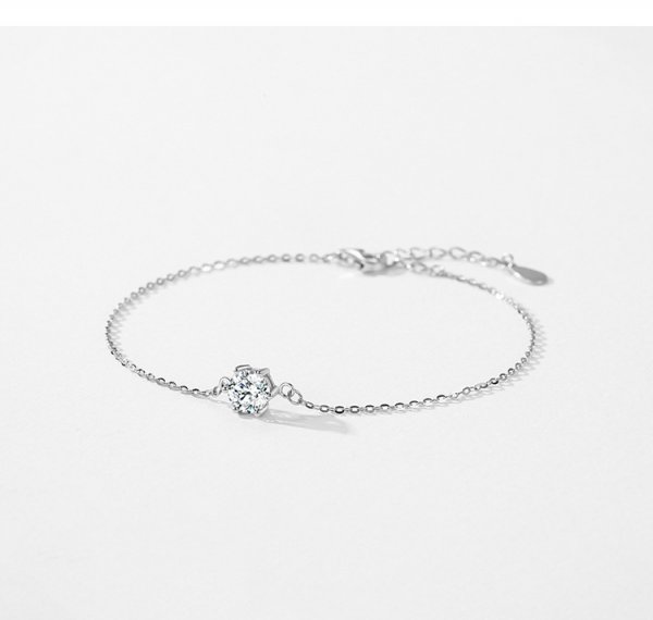 S925 Sterling Silver Six-claw Single Diamond Bracelet