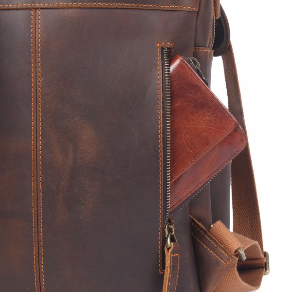 Men's Original Top Layer Cowhide Travel Leather Backpack