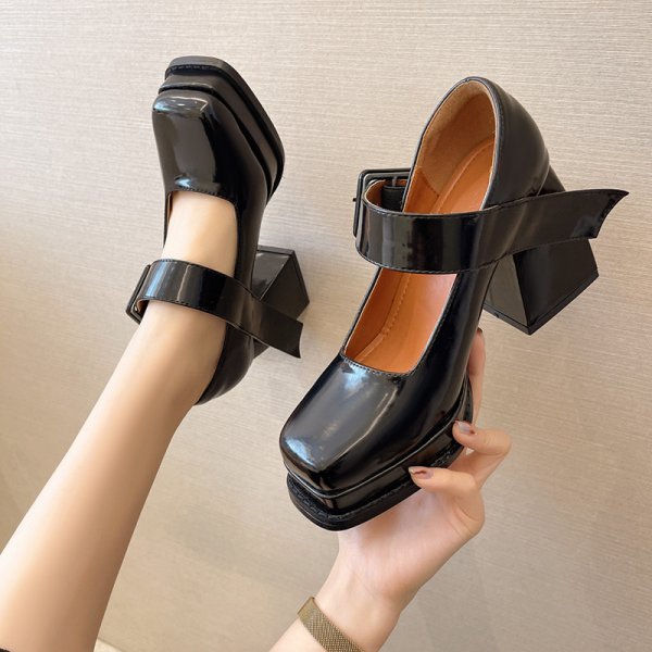 Retro Square Toe High Heels Women