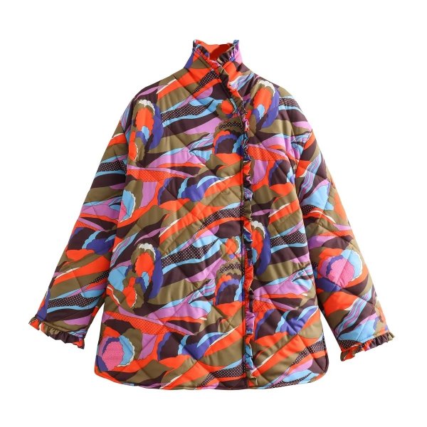 Women's Fashion Printing Large Cotton Coat Jacket