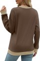 Women's Sweatshirt Crew Neck Long Sleeve Loose Color Matching