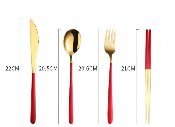 304 Dinnerware Set Flatware Kitchen Accessories Camping Travel Sets Gold Knife Fork Spoon Portable Cutlery Sets With Case