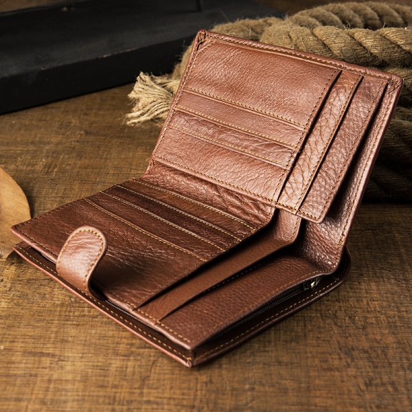 Men's Handmade Literary Vertical Leather Wallet