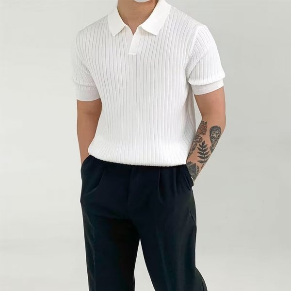 Fashion Polo Shirt Men's Solid Color Half Sleeve Top