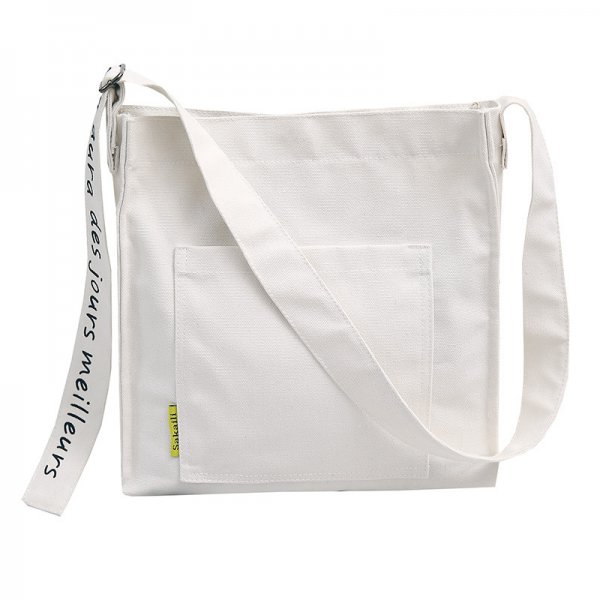 Solid Color Canvas Shoulder Bag