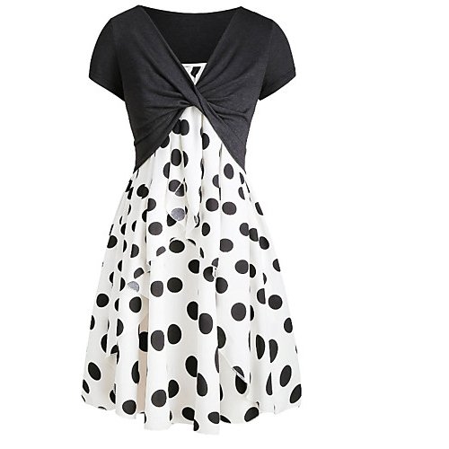 Female basic A-line dress, polka dot print