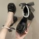 Women's Chunky Heel Black French High Heels