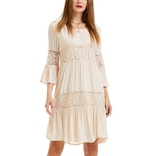 The basic female speaker sleeve dress, solid color lace