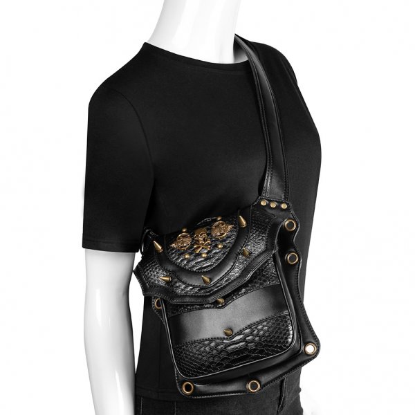 Euro American Punk Skull locomotive neutral outdoor waist bag