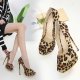 Leopard Print Fish Beak High Heels