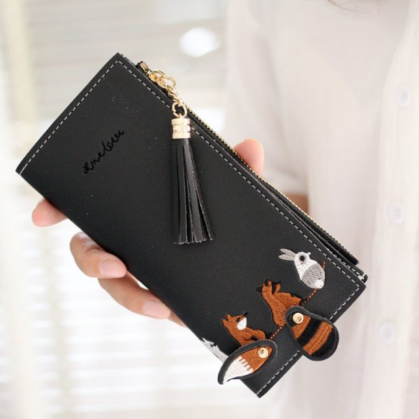 Cute Japanese Girl's Heart Long Wallet Thin Female Card Holder