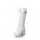 Women autumn and winter boots with chunky boots knee high boots round buckle white