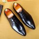 Men's Breathable Leather Pointed Carved Business Formal Wear Leather Shoes