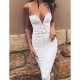 Women Lace up Slim A Line Bodycon Dress, Solid Colored White, Backless Strap