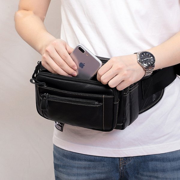 Multifunction Sports Outdoor Leather Men's Waist Bag