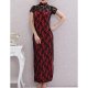 Female retro, elegant tight-fitting dress, geometric lace