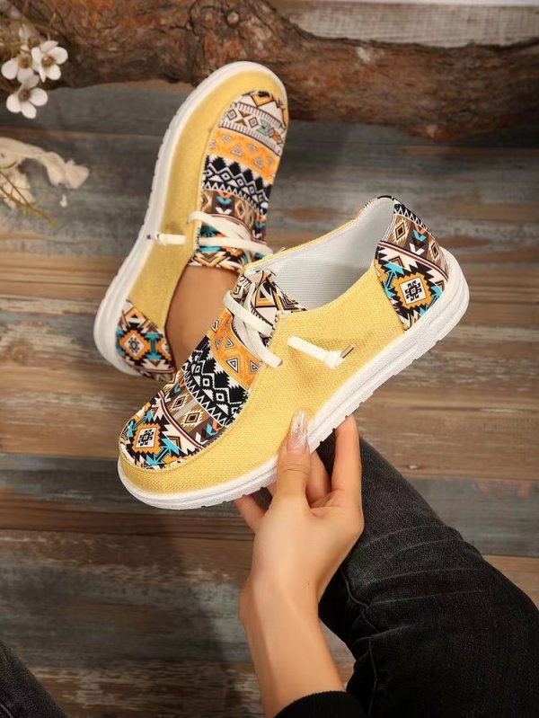 New Print Flats Shoes Summer Spring Casual Canvas Loafers For Women