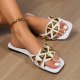 Plus Size Women's Slippers Outdoor All-matching Studded Square Toe Flat Bottom Sandals