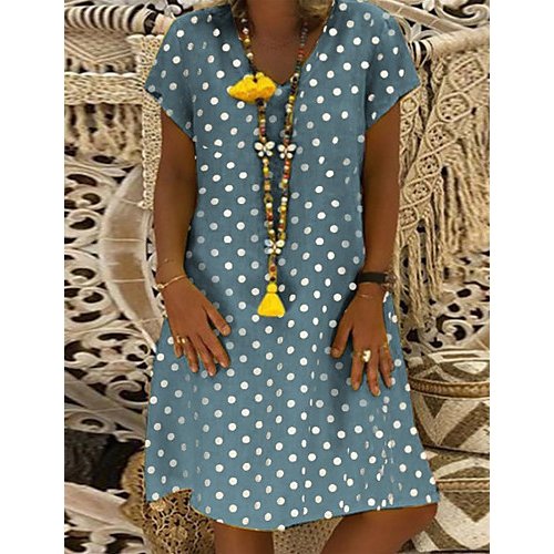 Women basic dress, polka dot lace