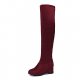 Women boots autumn and winter boots wedge heel round knee high boots in black