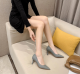 Pointed Toe Nude High Heels Soft Leather Solid Color Ladies