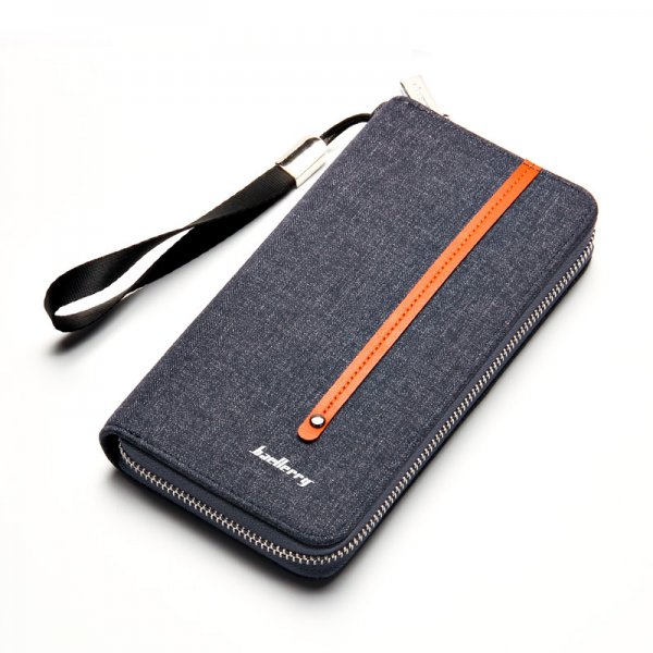 Men's Long Wallet Multi-Card Canvas Zipper Clutch